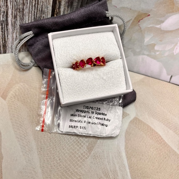 Bomb Party "Wrapped In Sparkle" Lab Created Ruby + Rose Gold Plating - Picture 3 of 6